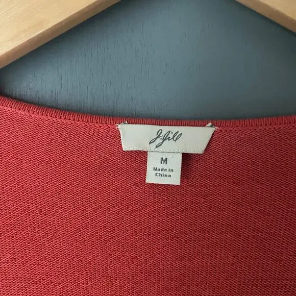 J. JILL Women's MED Salmon Pink Silk Blend Tie Front Cardigan Summer Lightweight - Picture 3 of 7